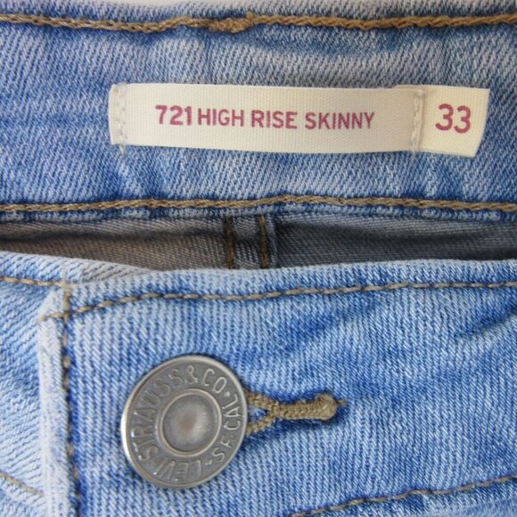 Levi's 721 Jeans High Rise Skinny Light Wash Blue Denim Plus Size Women's 33 - Picture 3 of 6